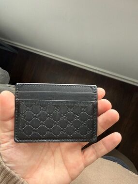 Gucci Black Embossed GG Leather Card Holder